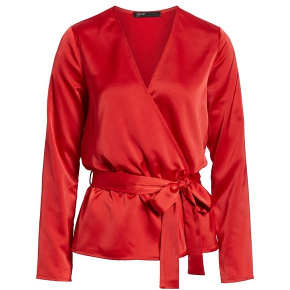 NWT Nordstrom Gibson Glam Squad Faux Wrap Red Top
